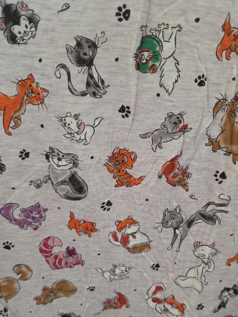 Disney Pastel Purple Short Sleeve Tee with Multicolored Cat Motif - Picture 2 of 6